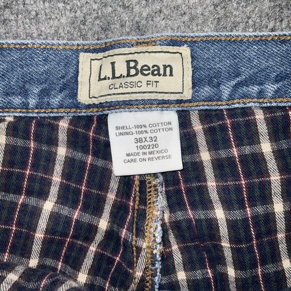L.L.Bean Jeans Mens Size 38 Blue Denim Flannel Lined Straight Medium Wash - Picture 3 of 10